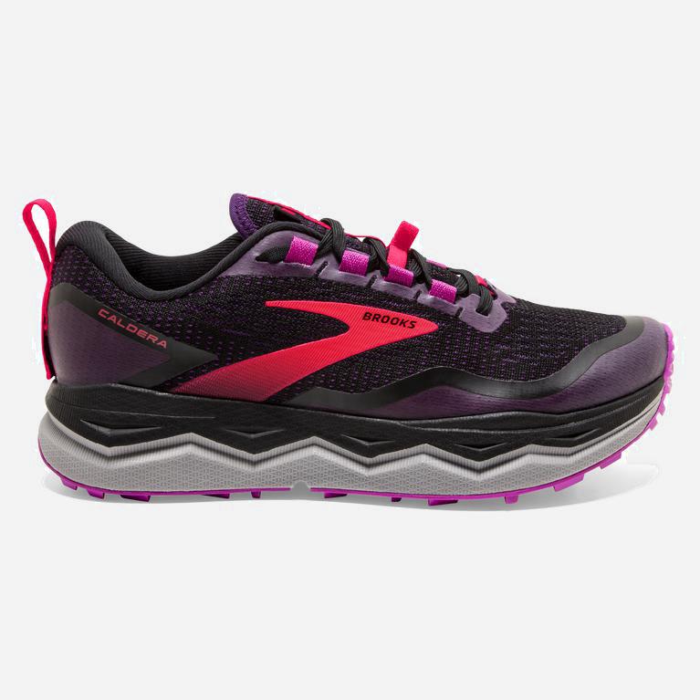 Brooks Caldera 5 NZ - Women's Distance Trail Running Shoes - Black/Fuschia/OrangeRed/Purple (80159-B